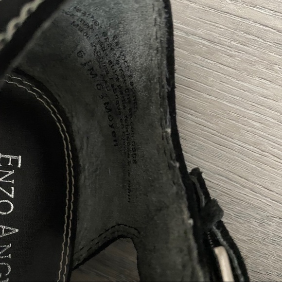 Enzo Angiolini Black Suede Fringe Wedges Shoes - Picture 13 of 16